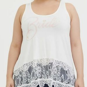 SUPER SOFT IVORY BRIDE DIAMOND LACE TRIM TUNIC TAN